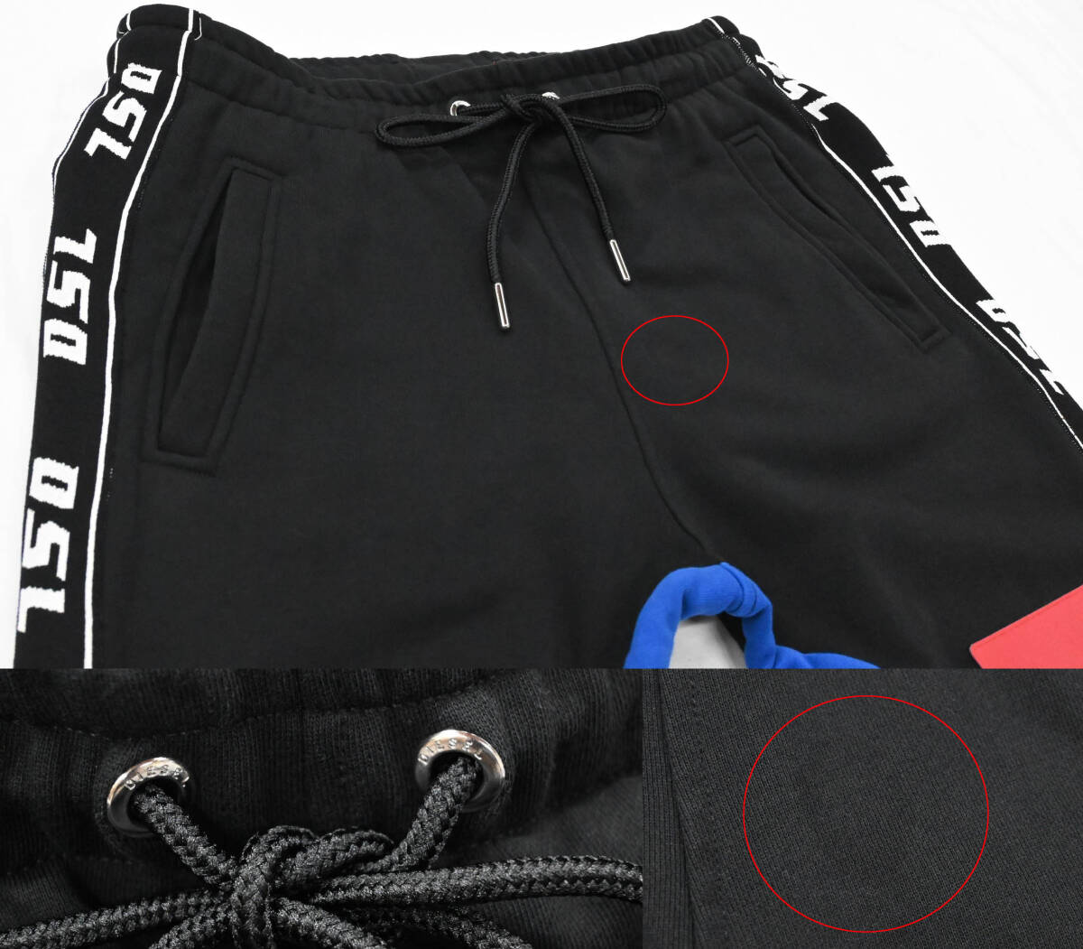 R492★良品 DIESEL ディーゼル DSL ロゴ サイドライン コットン スウェットパンツ L ブラック Y2K カタカナ?ロゴ 黒 クリーニング済_画像7