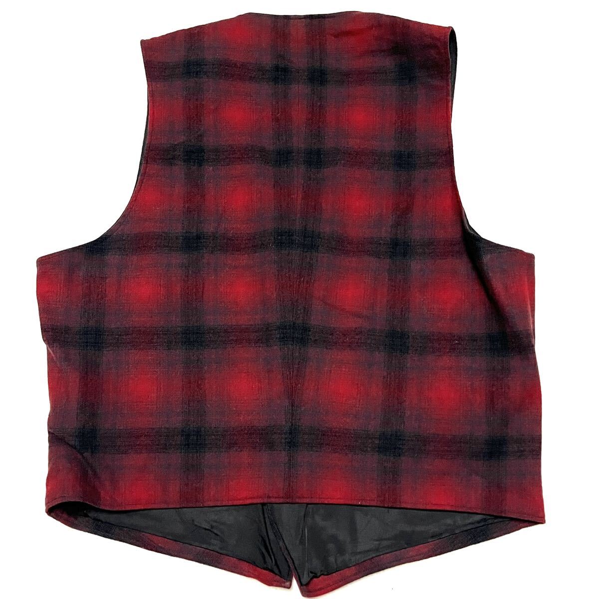 ★70s80s★PENDLETON ペンドルトン★ヴィンテージ　ジレ　ベスト★オンブレチェック★M〜Lサイズ★赤黒　レッド　ブラック★リペアあり★_画像5