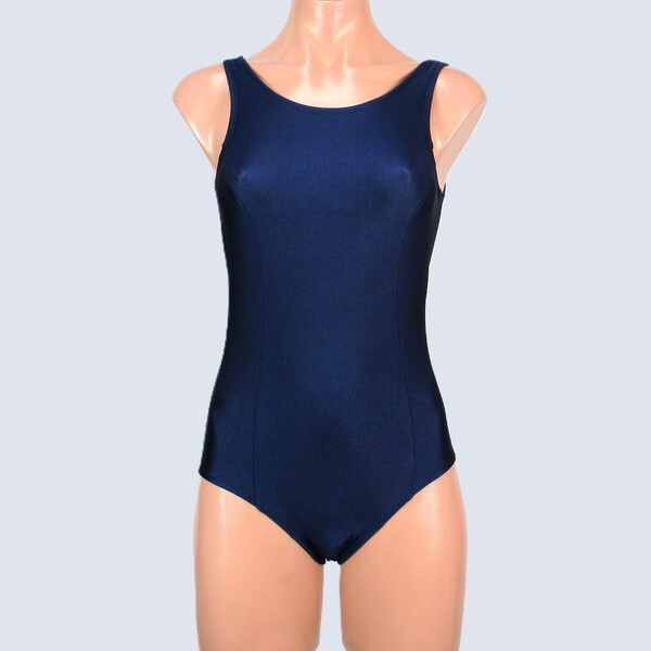 E8890☆競泳水着 女子 140サイズ ジュニア ネイビー 紺黒系 ワンピース ツルスベ 無地 水泳 スイム スイミング プール_画像2