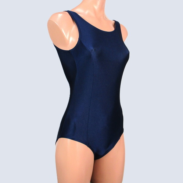 E8890☆競泳水着 女子 140サイズ ジュニア ネイビー 紺黒系 ワンピース ツルスベ 無地 水泳 スイム スイミング プール_画像3