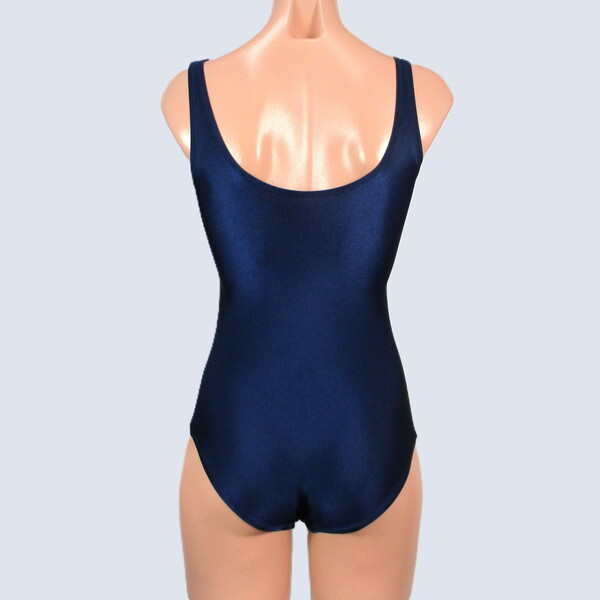 E8890☆競泳水着 女子 140サイズ ジュニア ネイビー 紺黒系 ワンピース ツルスベ 無地 水泳 スイム スイミング プール_画像4