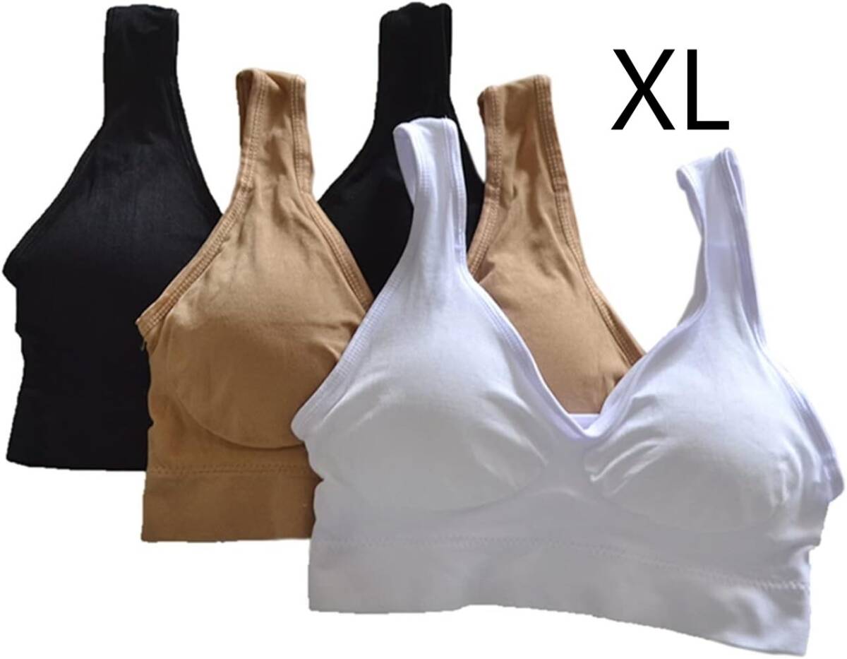 ジニエブラ ベーシックカラー XL サイズ 3枚セット ノンワイヤー スポブラ スポーツブラ ナイトブラ マタニティー ジニエ genie bra ブラ_画像2