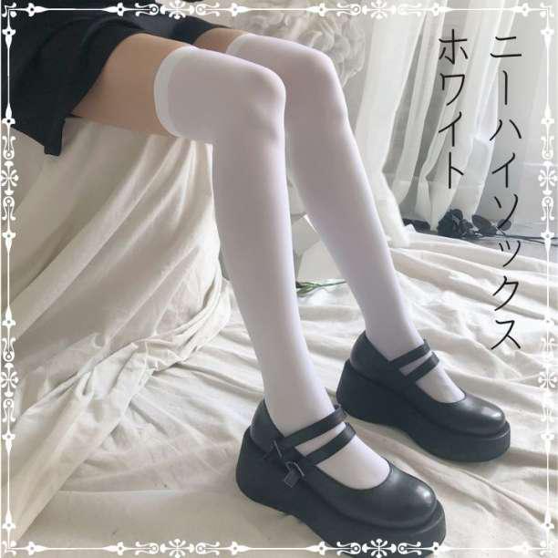 ニーハイソックス 白 ホワイト ニーハイ 普段着 パーティー コスプレ 制服_画像1