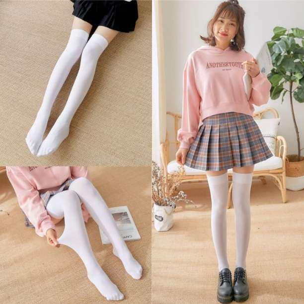 ニーハイソックス 白 ホワイト ニーハイ 普段着 パーティー コスプレ 制服_画像2