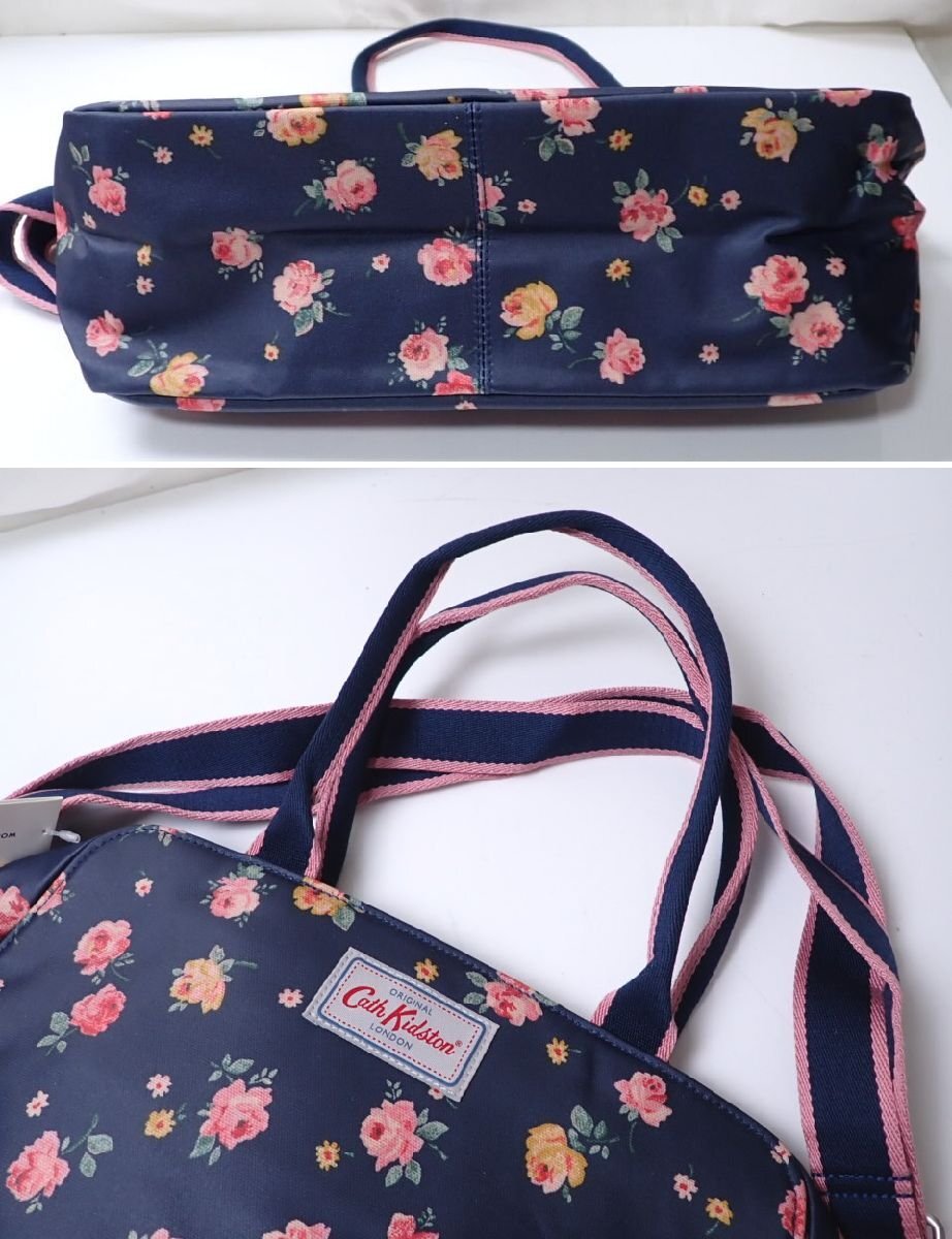 ★未使用 Cath Kidston/キャスキッドソン ウィンボーンローズ 2WAYバッグ/ネイビー×ピンク系/コーティングキャンバス/斜め掛け&2104600048_画像3