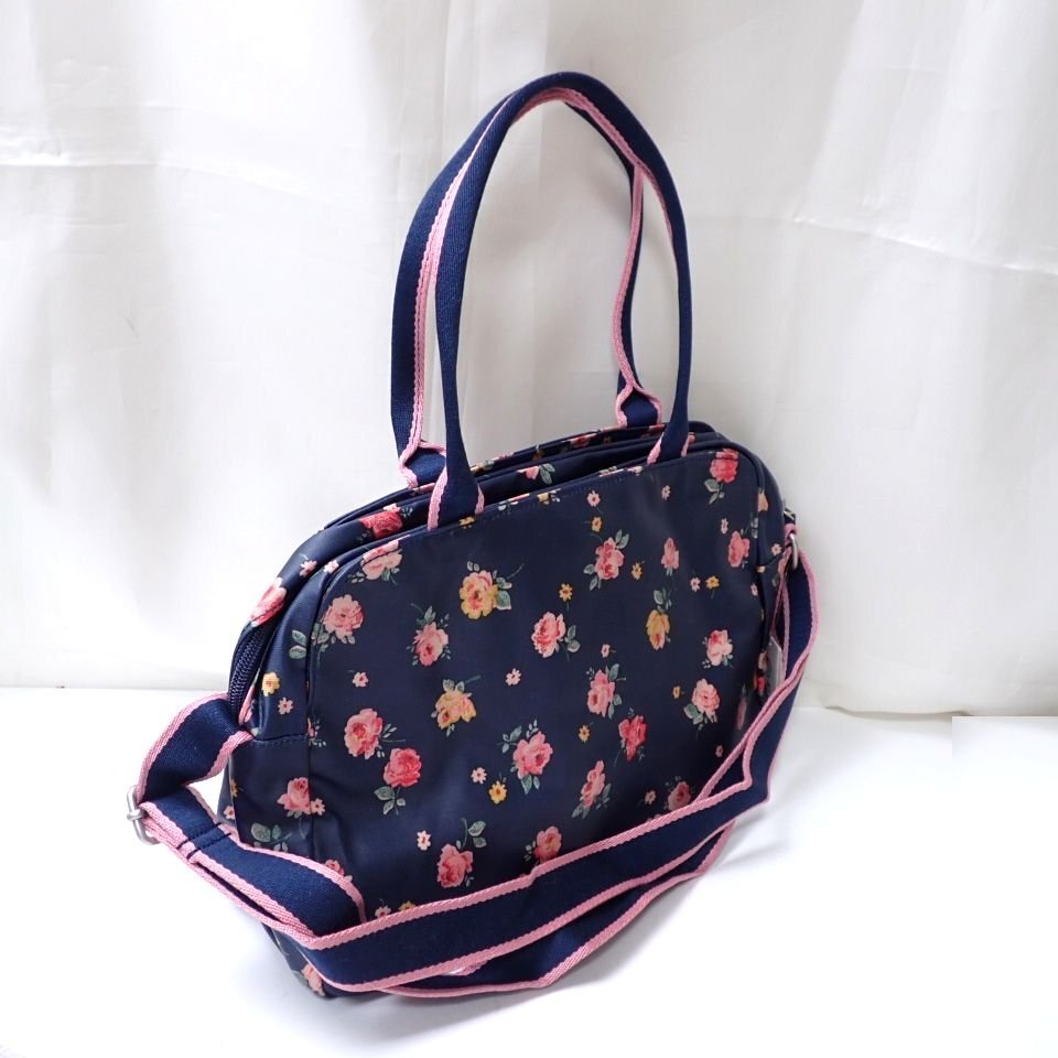 ★未使用 Cath Kidston/キャスキッドソン ウィンボーンローズ 2WAYバッグ/ネイビー×ピンク系/コーティングキャンバス/斜め掛け&2104600048_画像2