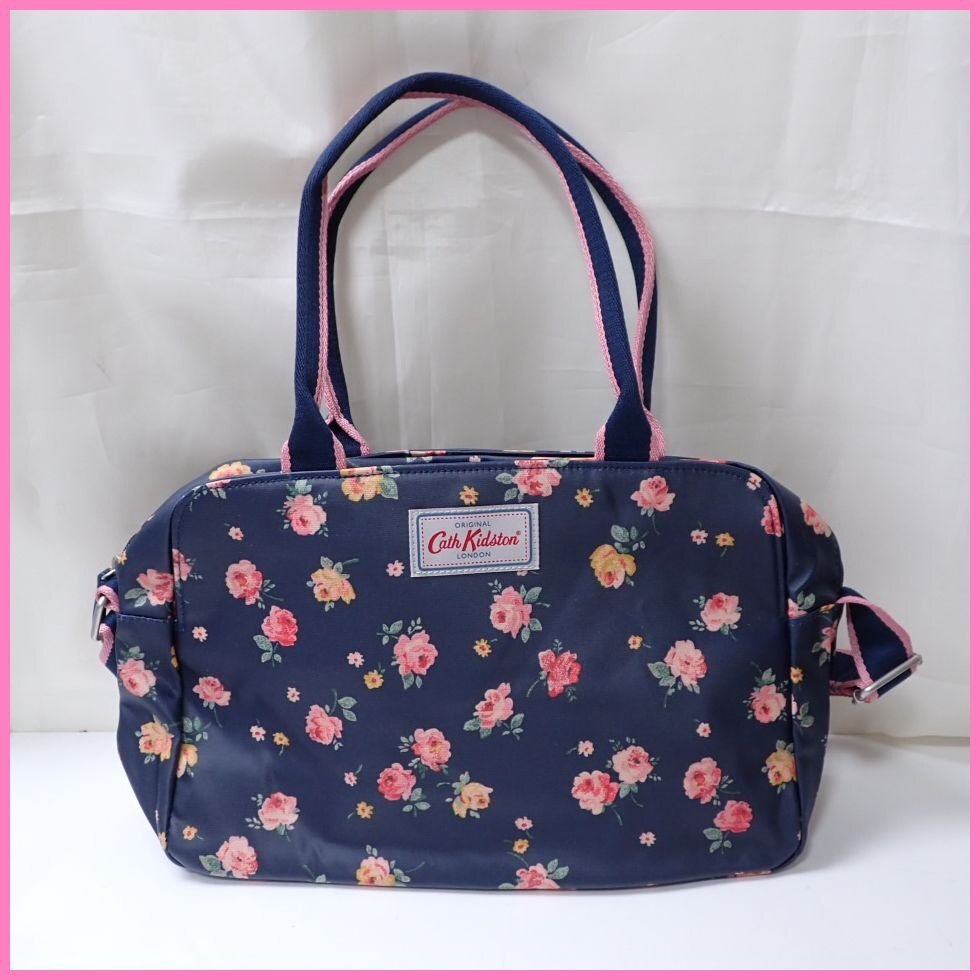 ★未使用 Cath Kidston/キャスキッドソン ウィンボーンローズ 2WAYバッグ/ネイビー×ピンク系/コーティングキャンバス/斜め掛け&2104600048_画像1