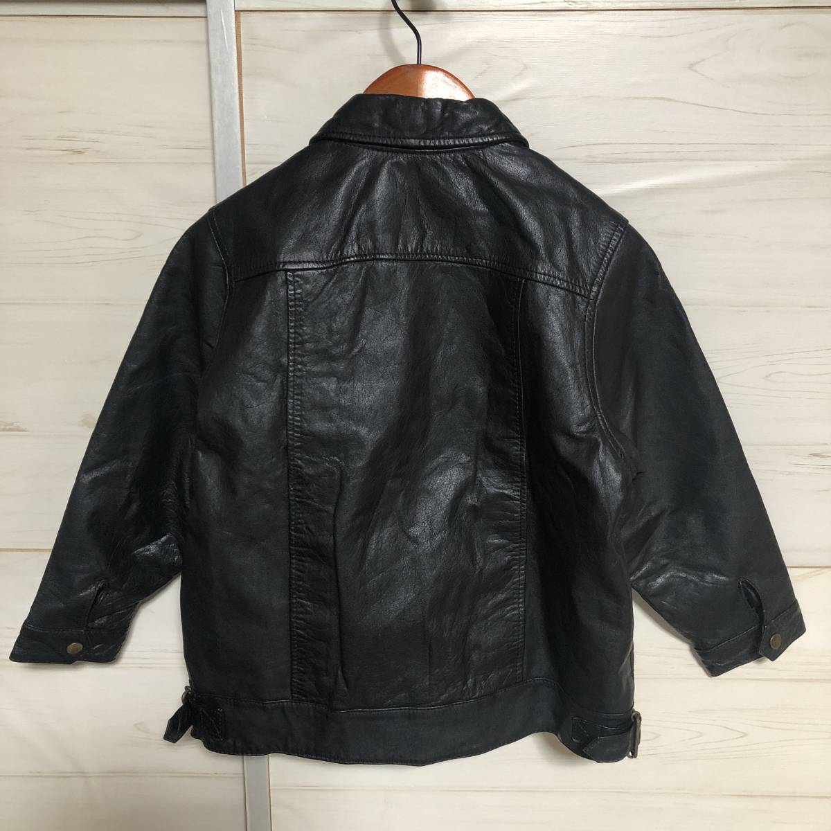 MINI BATSU Mini Ba-Tsu leather cow leather original leather real leather rider's jacket black child 120cm beautiful goods control C731