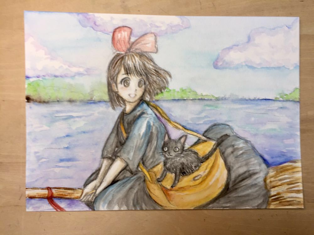 ヤフオク 手描きイラスト 原画 1点もの キキとジジ 魔女の ヤフオク 手描きイラスト 原画 1点もの キキとジジ 魔女の