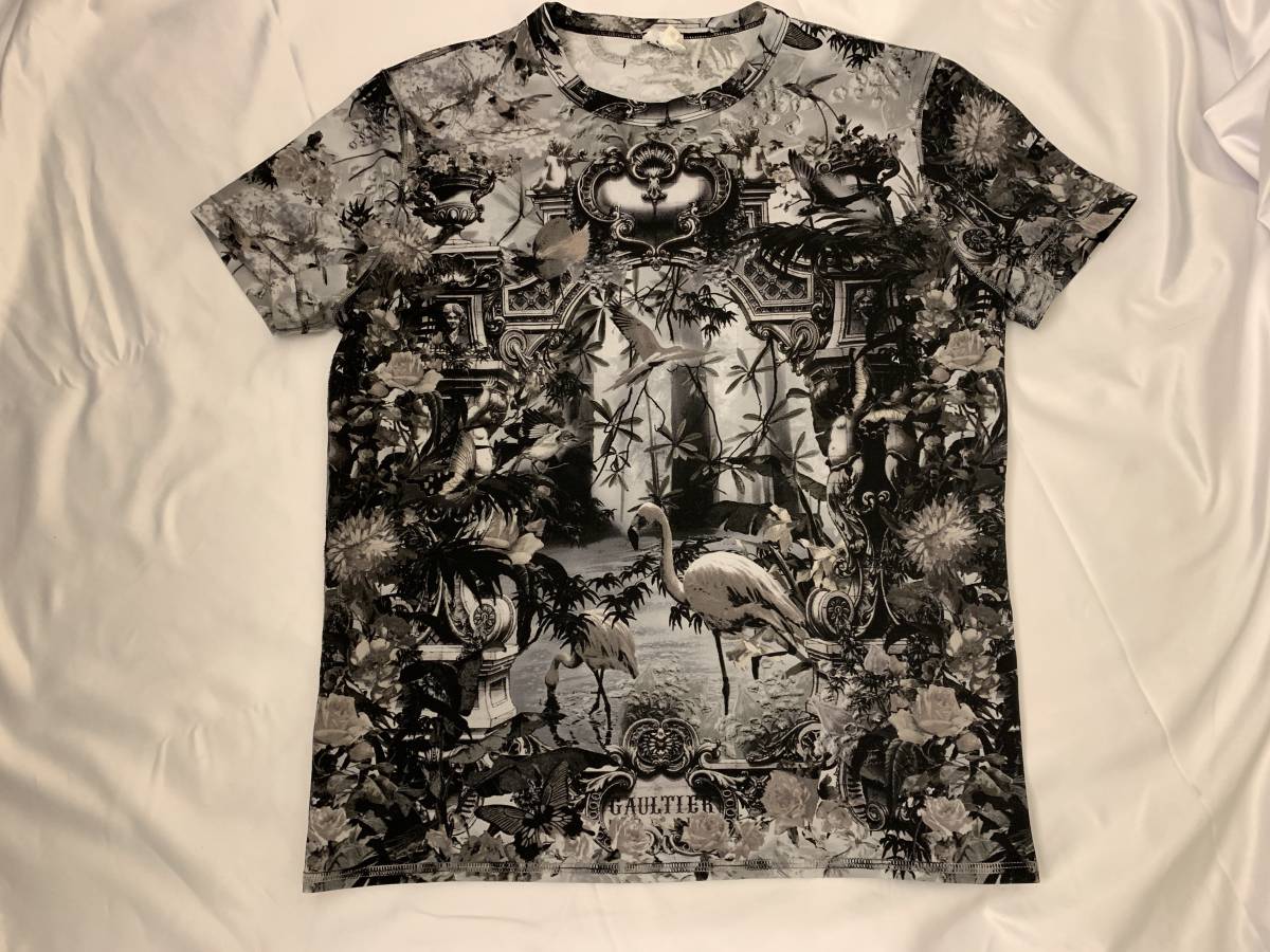 Jean Paul GAULTIER ジャンポール　ゴルチェ　ゴルチエ 　パラダイス 　楽園　エデン　フラミンゴ　モノトーン　Tシャツ　総柄