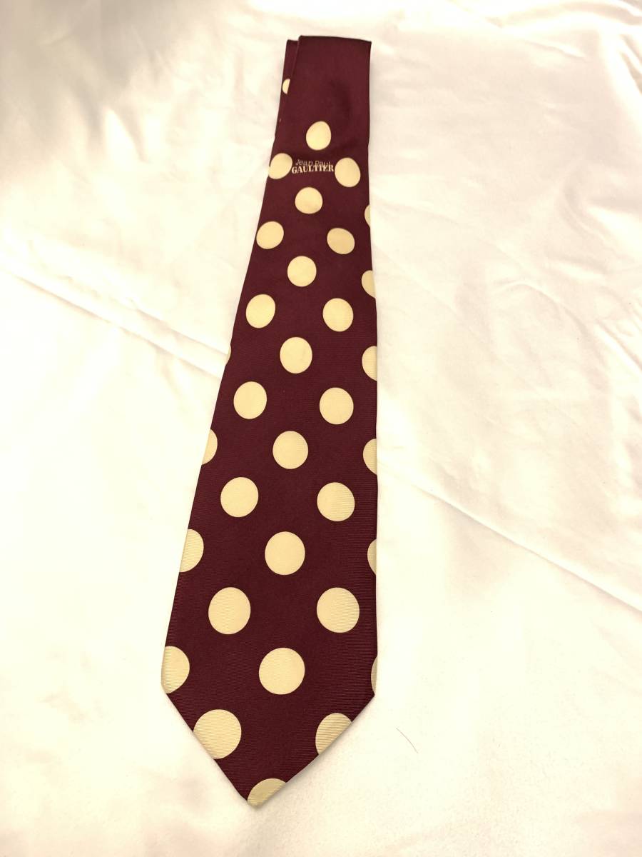 Jean Paul GAULTIER Jean-Paul Gaultier Gaultier necktie polka dot dot bordeaux x cream 