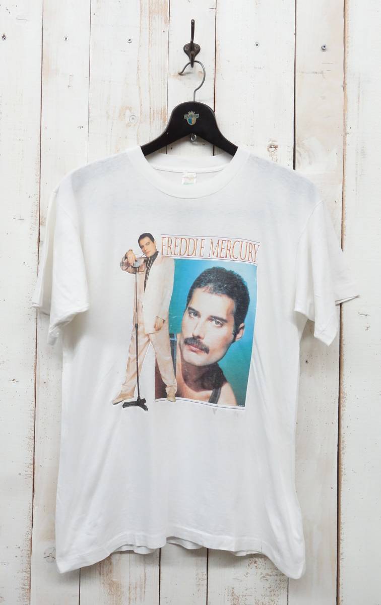 VINTAGE old clothes that time thing *FREDDIE MERCURY Freddie Mercury photo print T-shirt *Copylite 1992 *QUEENk.-n