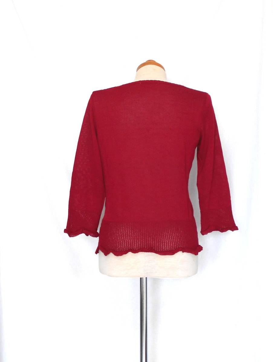 〔美品 送料無料!〕 KATHARINE ROSS キャサリンロス レッド レース編み カーディガン ( 日本製 赤 ボレロ カーデ 洗える ウォッシャブル )