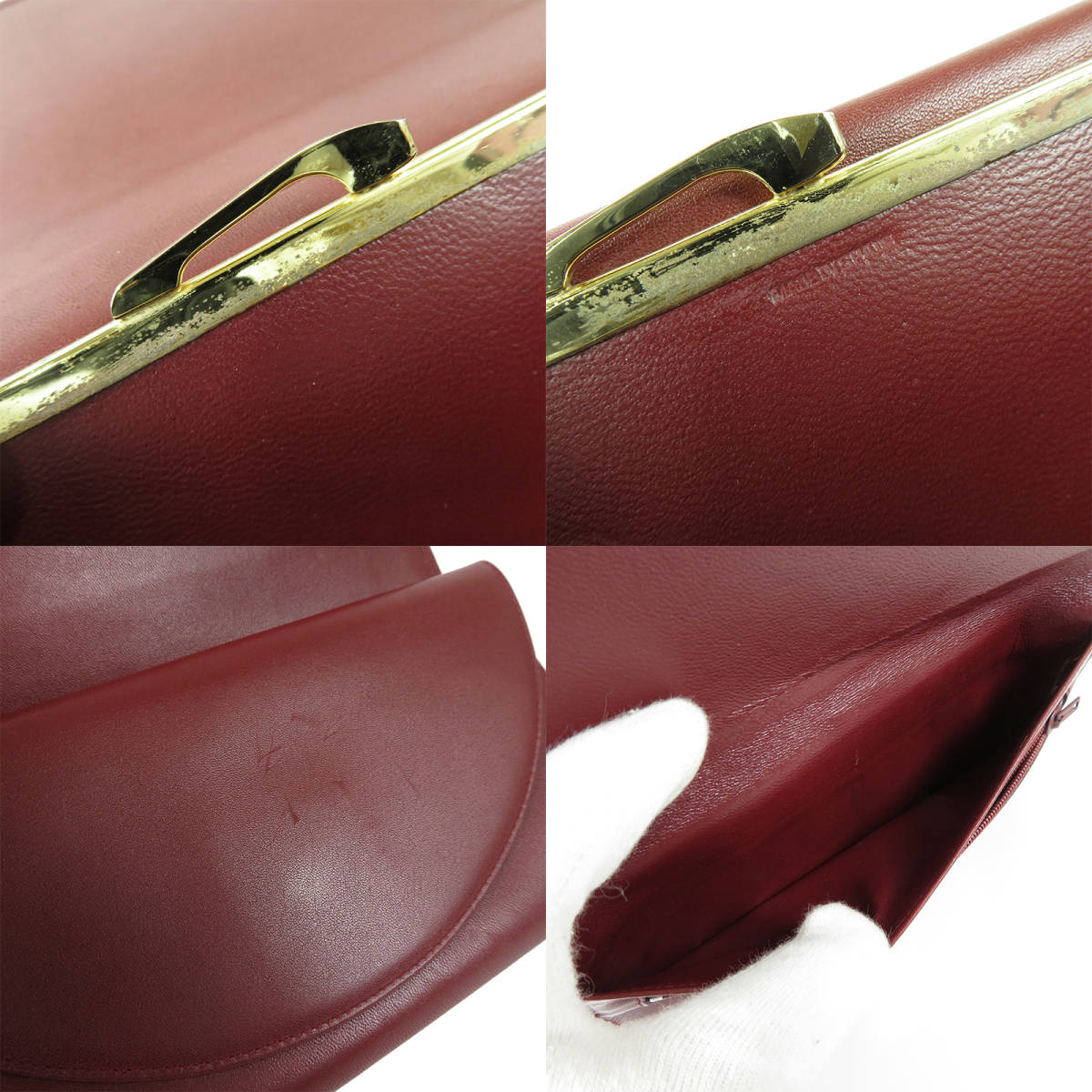  records out of production beautiful goods Cartier Cartier Must folding in half long wallet car f leather bordeaux bulrush . folding twice purse 73184183 lady's free shipping 