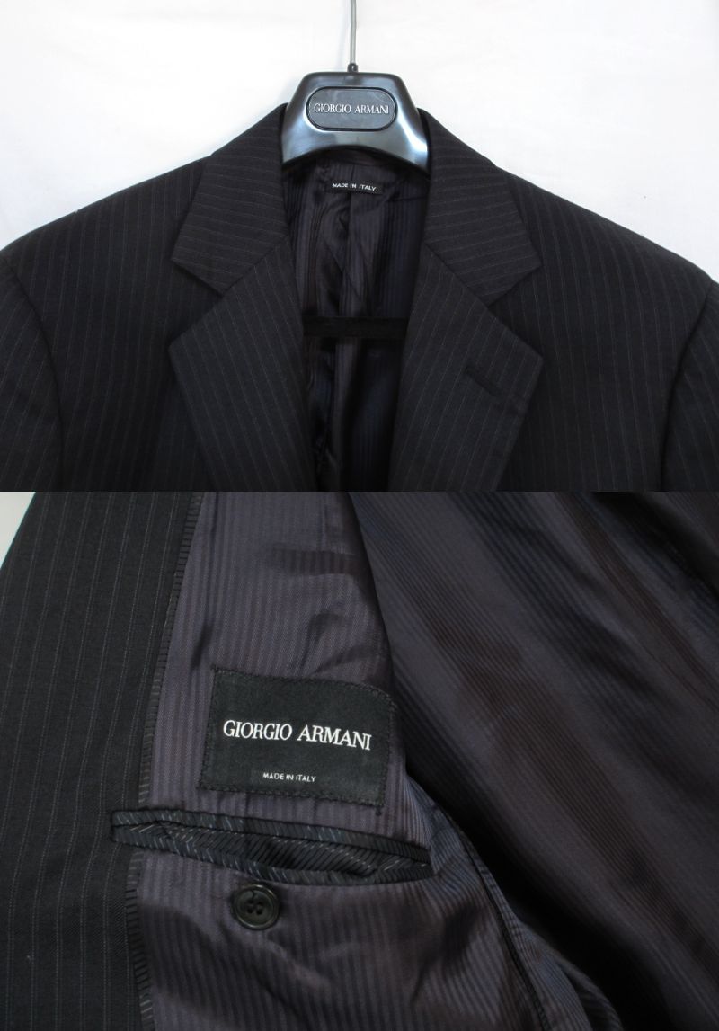 新品タグ付　ジョルジオアルマーニ／GIORGIO ARMANI　黒ラベル　コレクションライン 【ストライプ柄ウールジャケット/スーツ】　_画像9