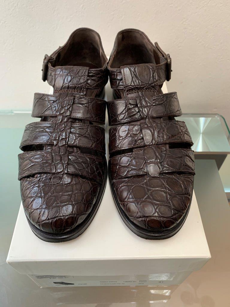 F LLI Giacometti フラテッリ・ジャコメッティ クロコダイル アリゲーター グルカ サンダル シューズ size41 定価15万