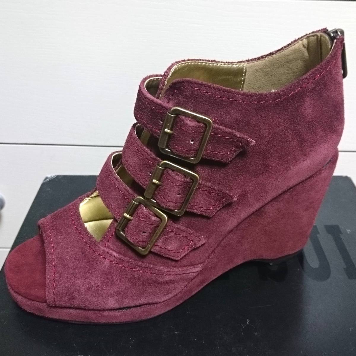  Anna Sui ANNA SUI short boots bootie 23cm wine color bordeaux new goods unused 