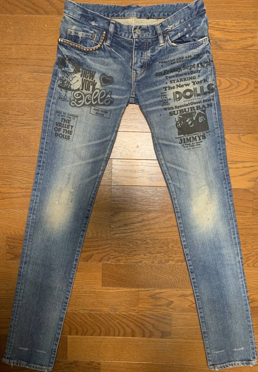 * large price decline * Hysteric Glamour NEW YORK DOLLS damage processing studs Denim *L1411* super-beauty goods * size S* stretch masterpiece hysteric