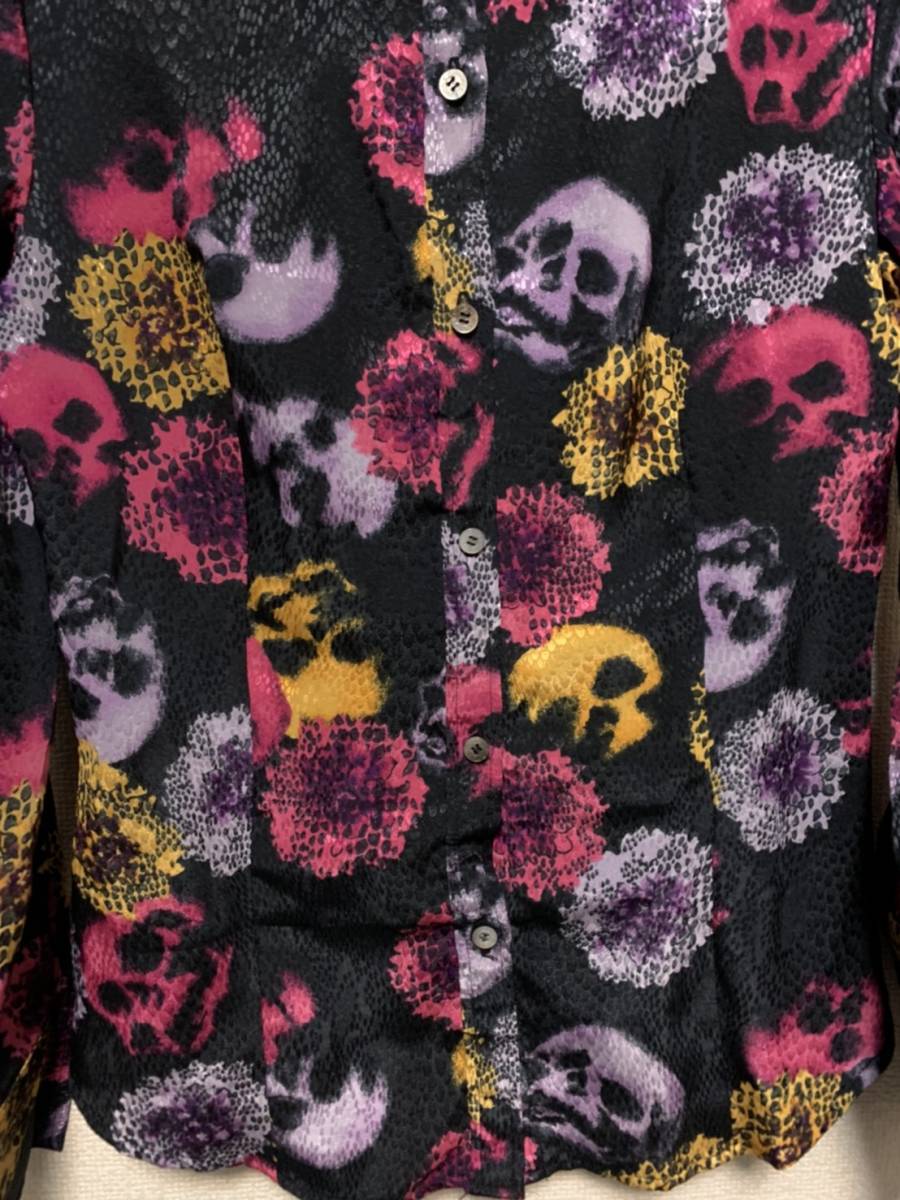 * price cut negotiations equipped * Hysteric Glamour Skull flower total pattern polyester shirt L1381 super-beauty goods 10 middle 9 and more hysteric masterpiece valuable price cut total pattern 