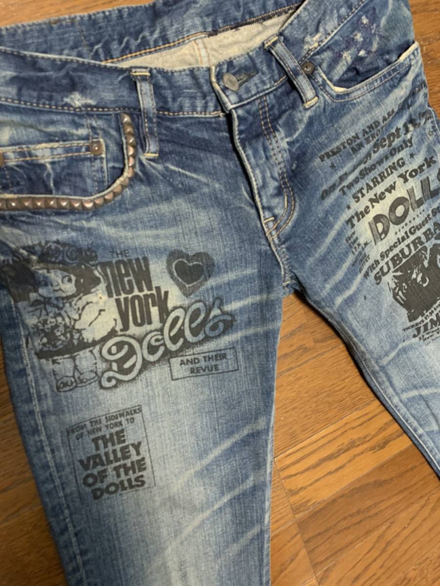 * large price decline * Hysteric Glamour NEW YORK DOLLS damage processing studs Denim *L1411* super-beauty goods * size S* stretch masterpiece hysteric