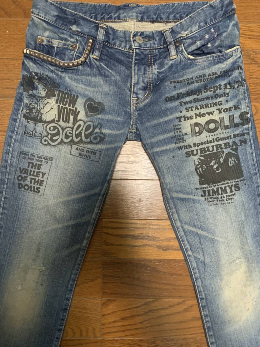 * large price decline * Hysteric Glamour NEW YORK DOLLS damage processing studs Denim *L1411* super-beauty goods * size S* stretch masterpiece hysteric