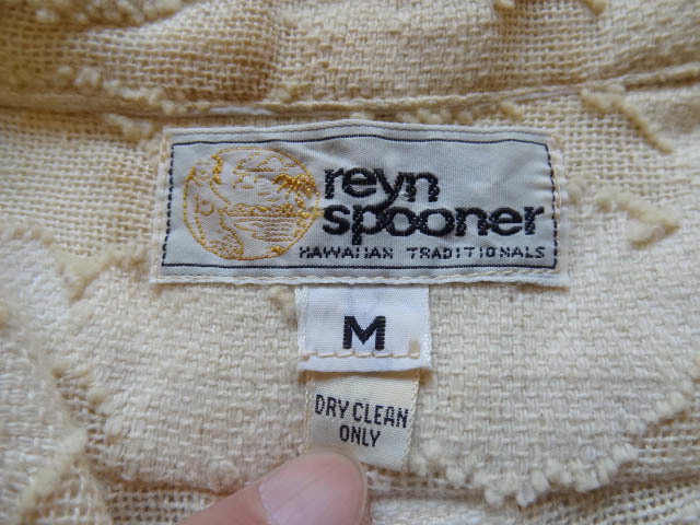 ビンテージ REYN SPOONER レインスプーナー 立体 白 ホワイト 無地 ...