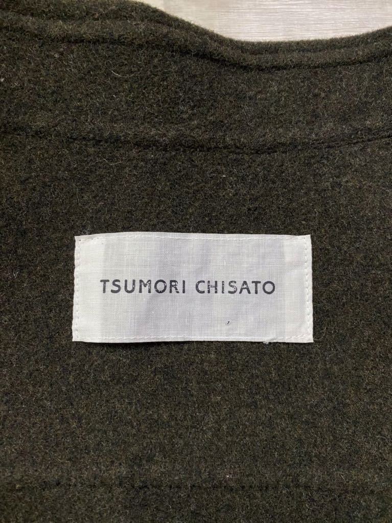  взрослый очарование Tsumori Chisato TSUMORI CHISATO шерсть . пальто жакет короткий хаки 2 размер состояние хороший новый ×