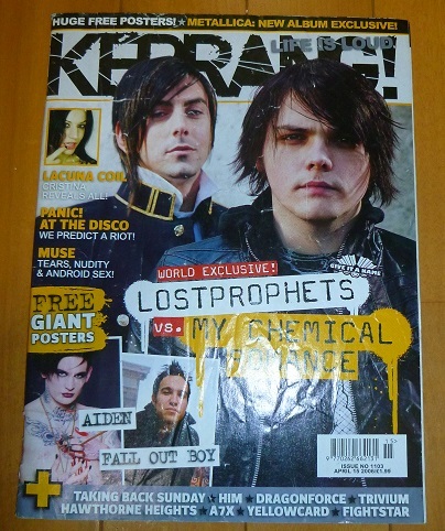 送料込!!kerrang!ケラング/イギリス洋楽輸入雑誌my chemical  romance/lostprophets/MotrheadレミーLemmy激レア中古痛みNO1103fall out boy