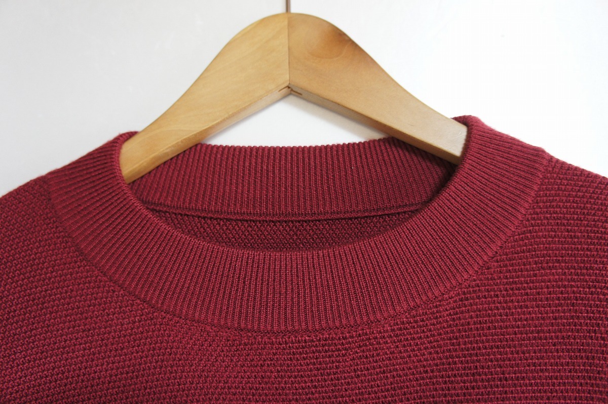 美品17AW SOPHNETソフネット SOPH-178105 MOCK NECK KNIT モックネック ニット セーター エンジ赤1129K_画像3