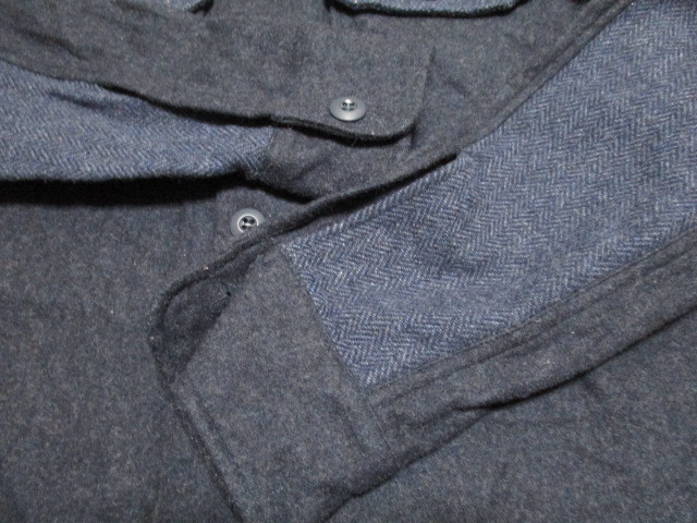 日本製　CLUCT　ステンシル　ウールシャツ　Mサイズ　長袖　切り返し　切替　WOOL　青系　ARMY　ミリタリーテイスト_画像5