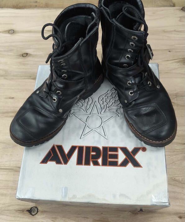 箱付★アヴィレックス AVIREX★バイカーブーツ US7＝25cm ツーリング ライダー バイク メンズ エンジニア ライディング レザーブーツ _画像1