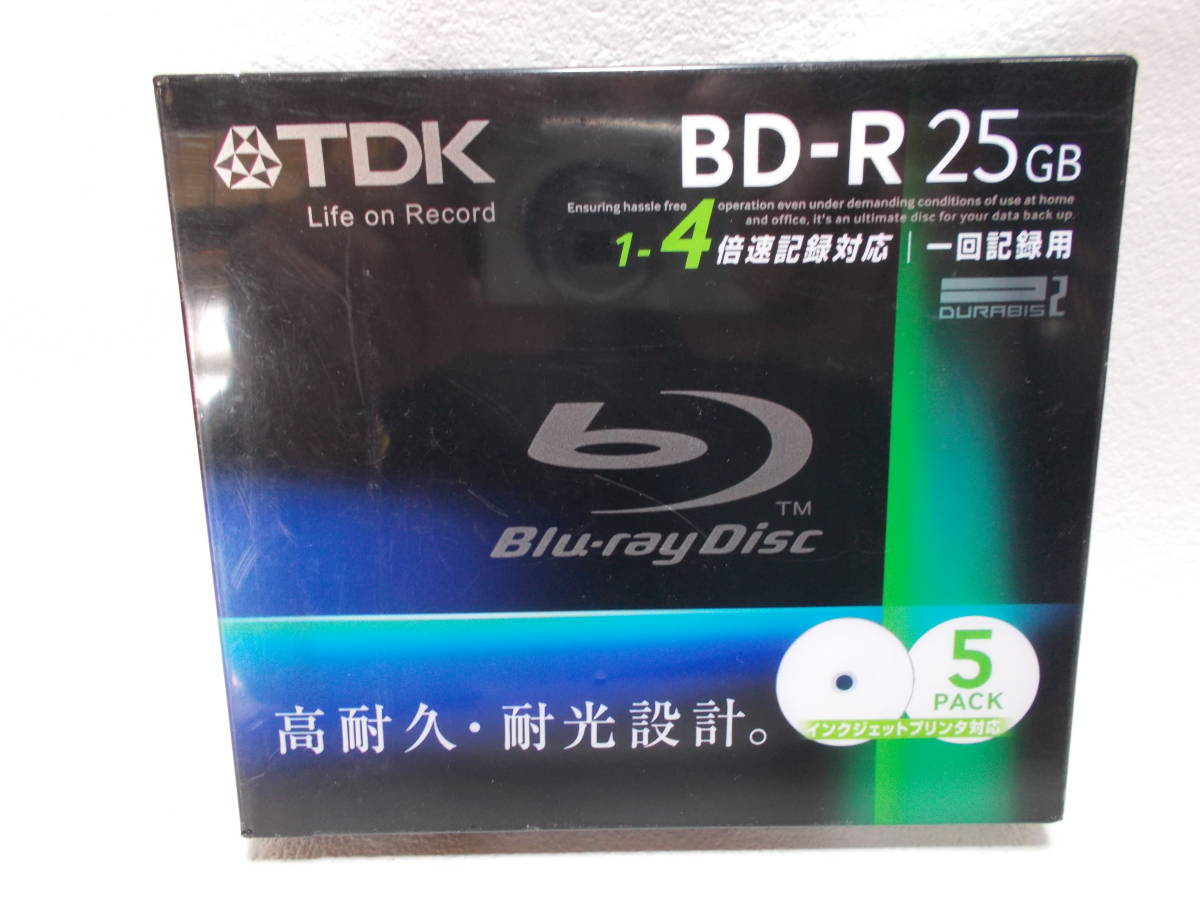 TDK データ用ブルーレイディスク 25GB BD-R(1回録画用) 4X ホワイトワイドプリンタブル 5mmケース 5枚パック 　b-1_画像1