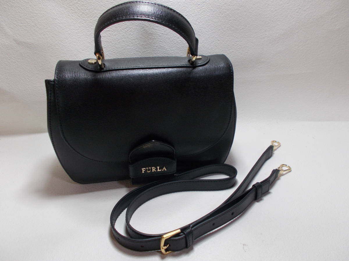 [フルラ]ハンドバッグ ショルダーバッグ　2ウェー レディース FURLA ブラック保存袋有　新品未使用品_画像1