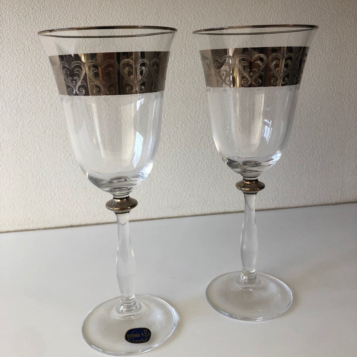 ボヘミアガラス クリスタル ワイングラス ペア シャンパングラス