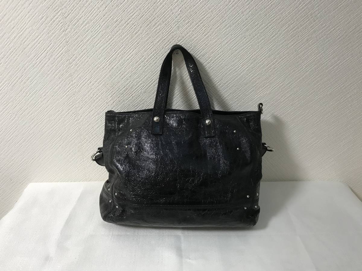 本物トッズTODS本革2wayエナメルレザーミニボストンショルダーバッグ