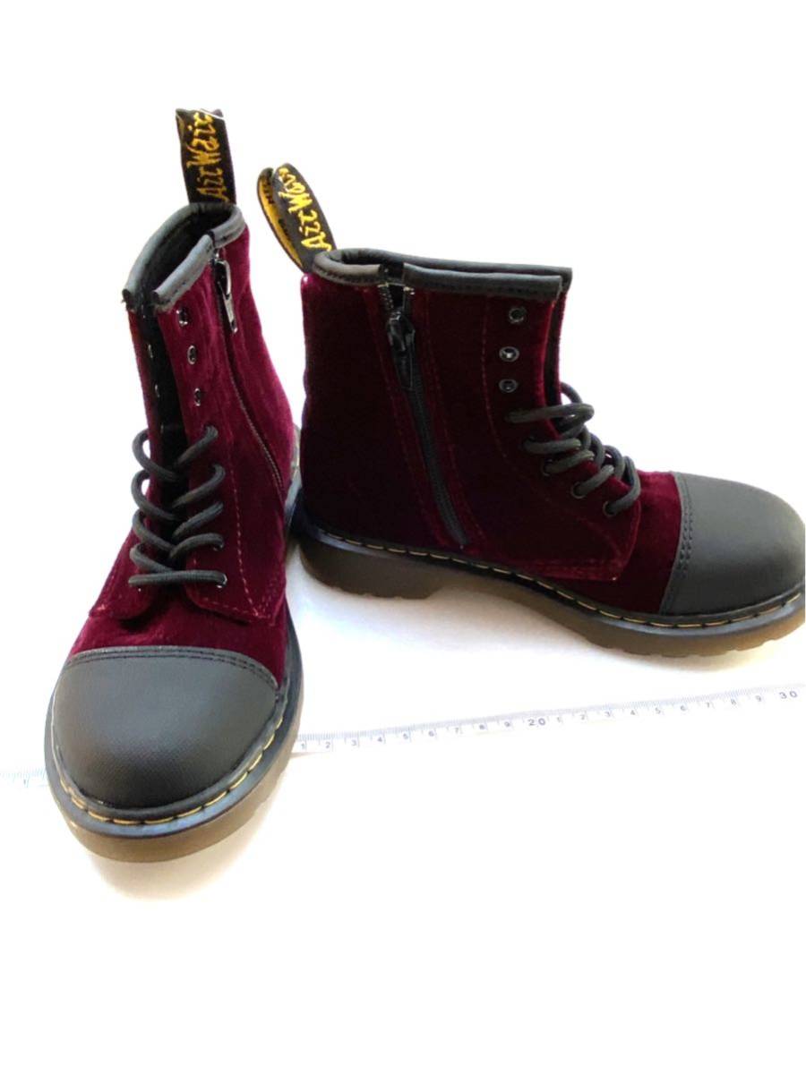 未使用 ドクターマーチン Dr.Martens★8EYEBOOT 8ホール ブーツ シューズ ボルドーベロア ジュニアサイズ UK１ 20cm_画像2