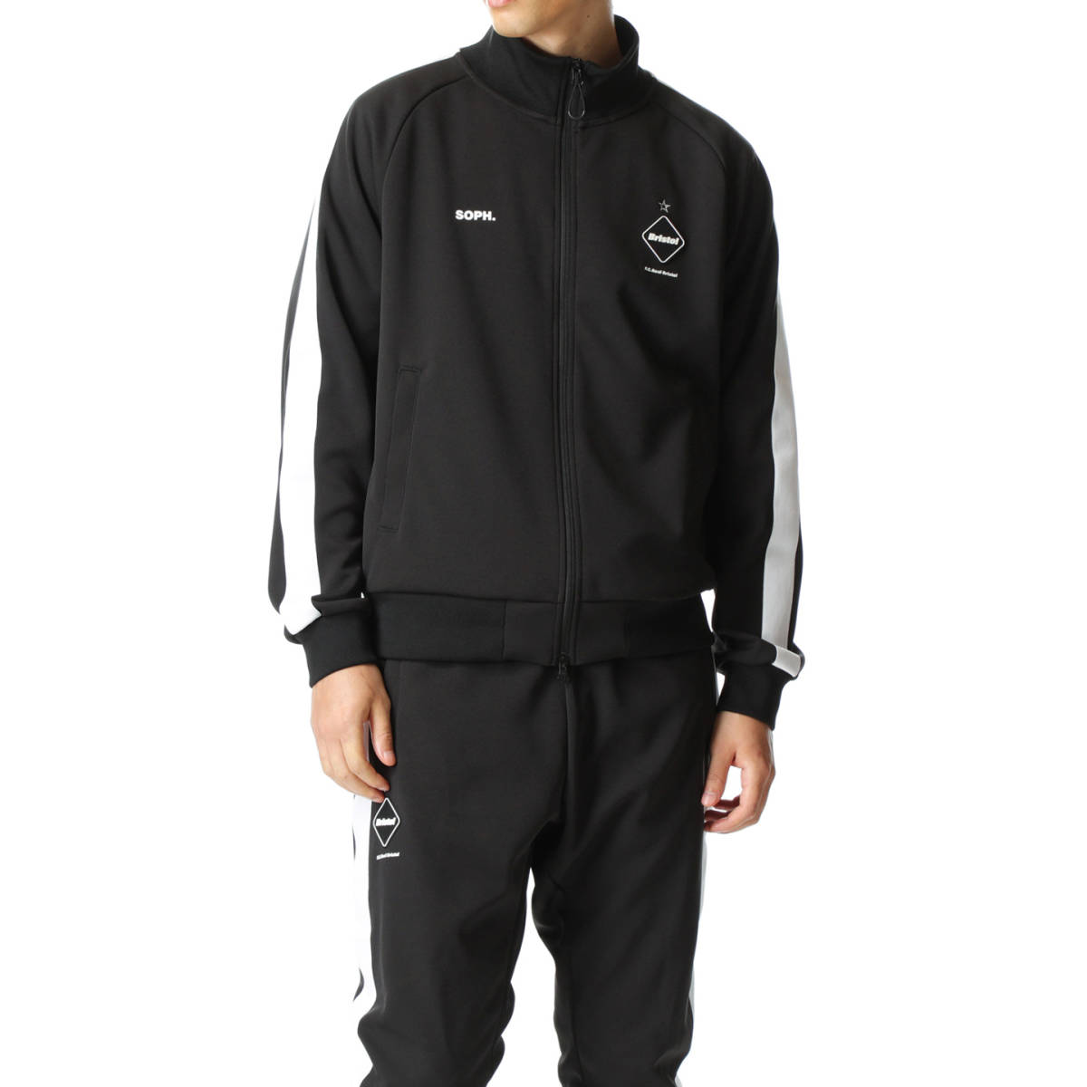 AW新品L黒FCRBトレーニングジャージF.C.Real BristolブルゾンF.C.R.B.PDKジャケットTRAINING JERSEY  BLOUSONブリストルAW TRACK JACKET