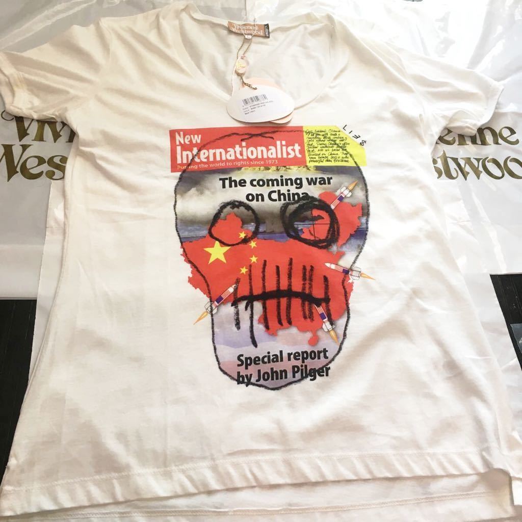 送料込●新品●価-36300円 Vivienne Westwood 半袖Tシャツ イタリア製 白 ドクロミサイル Mサイズ Johnpilger ヴィヴィアンウエストウッド_画像1