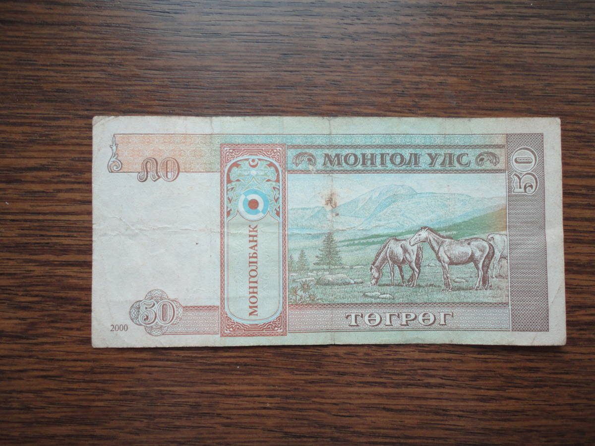 モンゴル 50トゥグルグ 紙幣 匿名配送_画像2