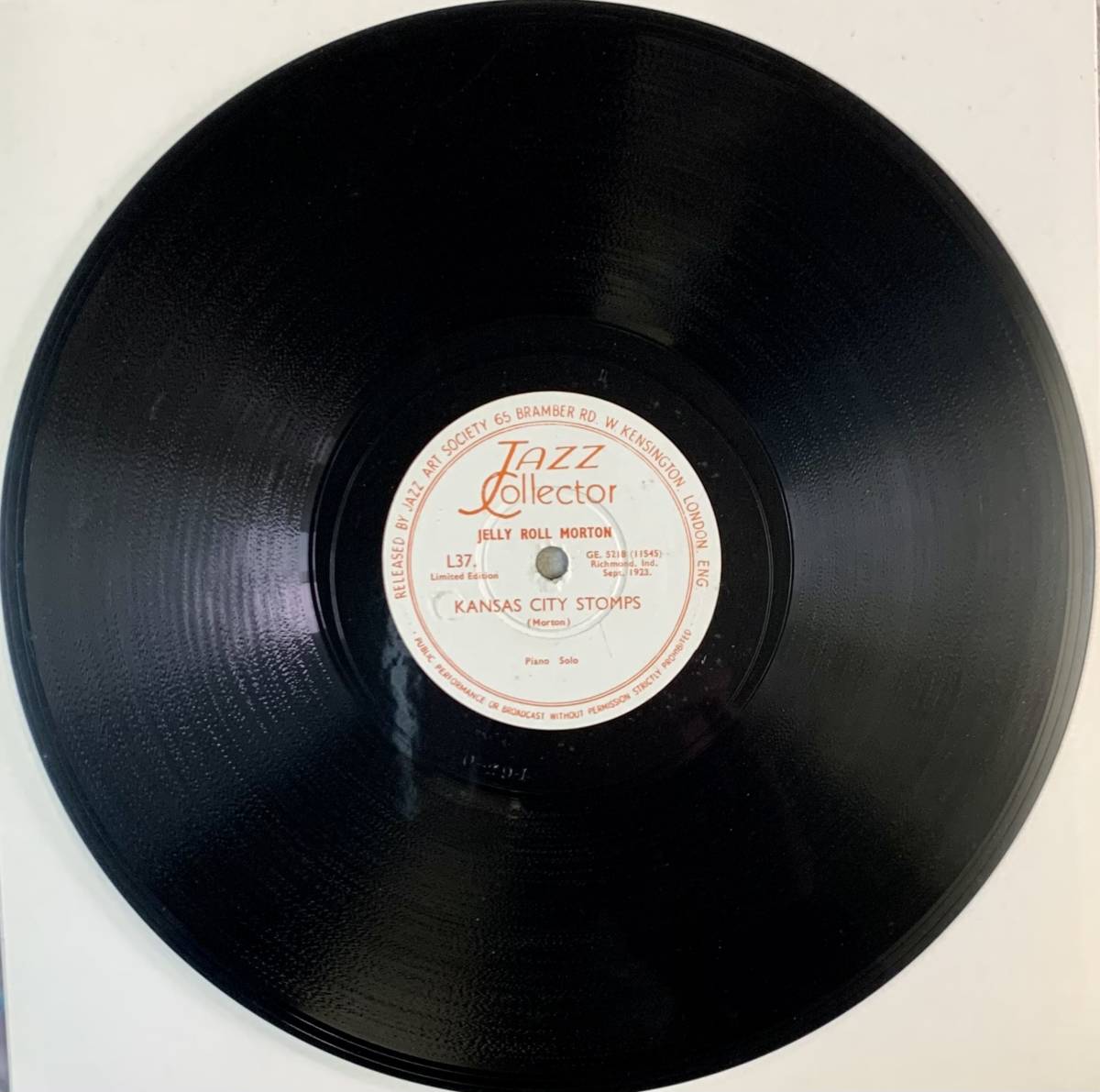 JELLY ROLL MORTON(Piano Solo)/ GRANDPA*S SPELLS/KANSAS CITY STOMPS(JAZZ Collector L37) SP record 78RPM JAZZ { britain }