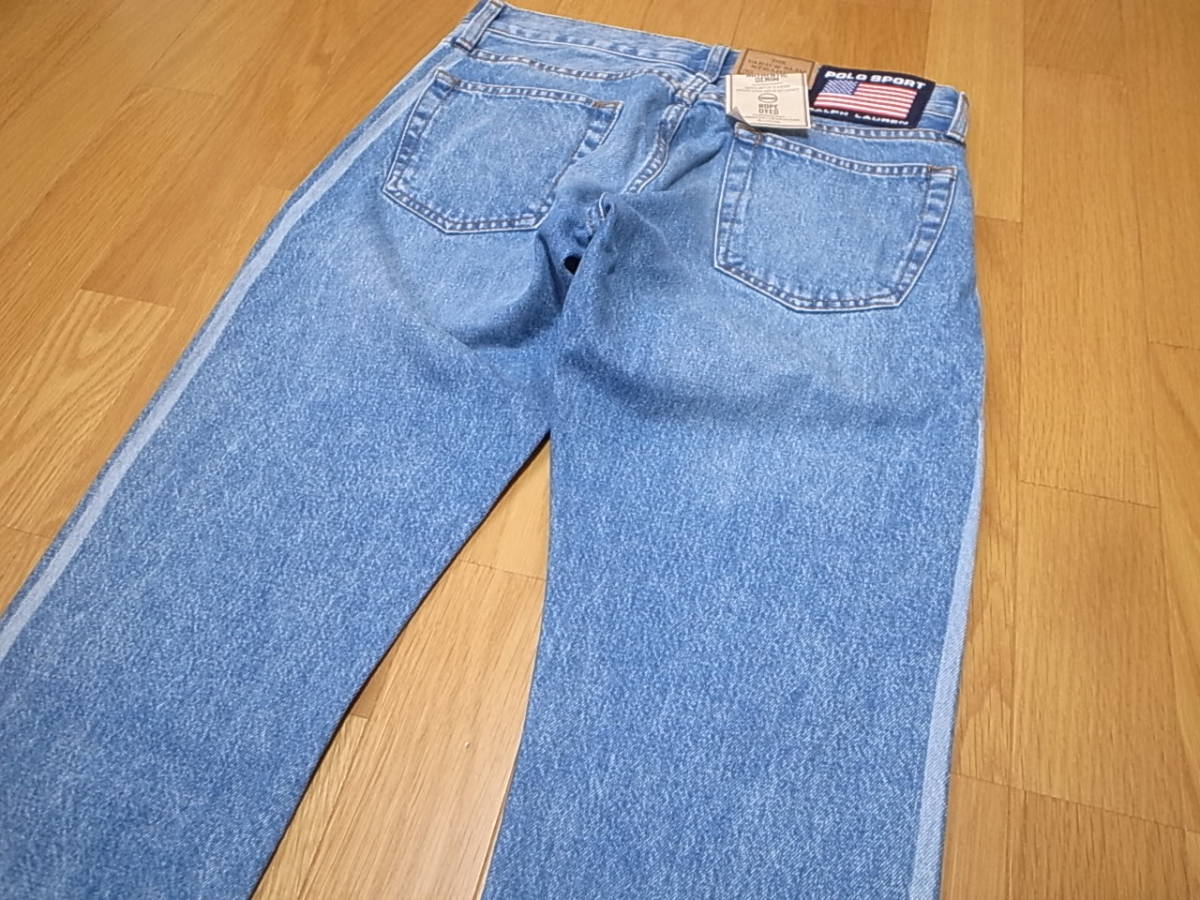 【送料無料 即決】 POLO SPORT RALPH LAUREN 復刻ポロスポーツ ラルフローレンVARICK SLIM STRAIGHT JEANS 30x32 新品ロゴ デニム ジーンズ