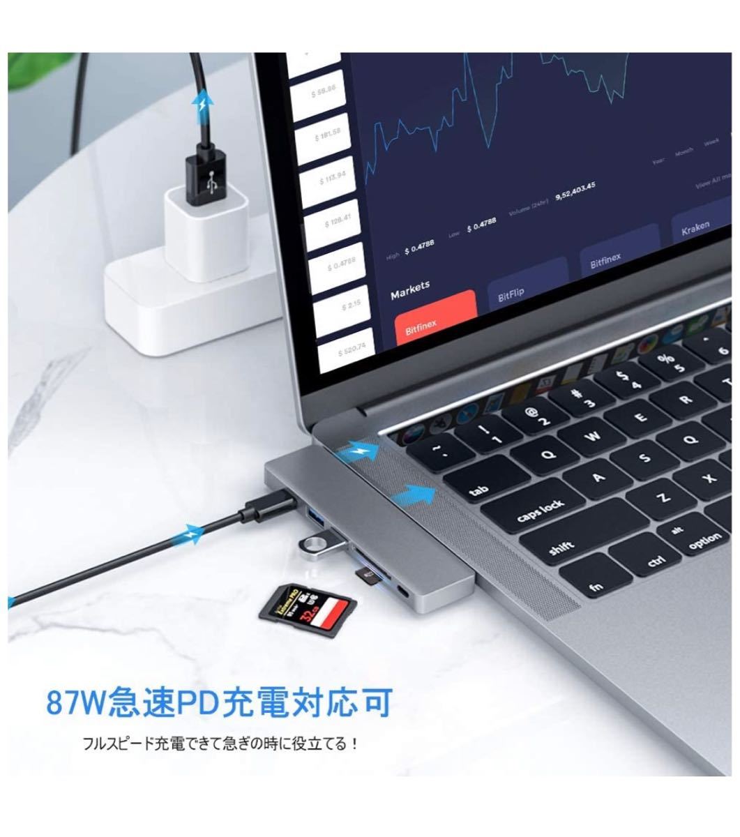 USB C ハブ Macbook Air Pro 2020 超軽量 7-IN-2 USB Type HDMI 変換アダプタ　グレー