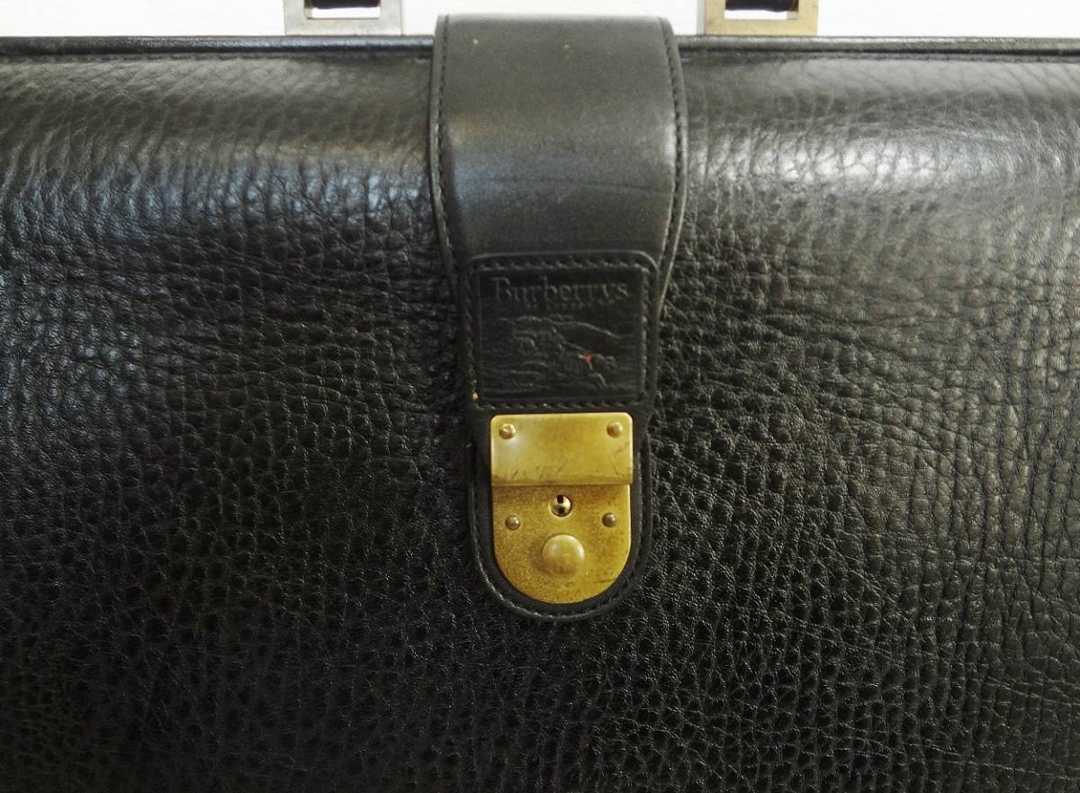 [ грубо говоря хороший редкий ] Burberrys Burberry все кожа адвокатская сумка dokta- сумка портфель чёрный черный ключ 1 шт. есть 