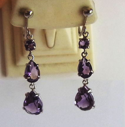  platinum * amethyst * earrings **