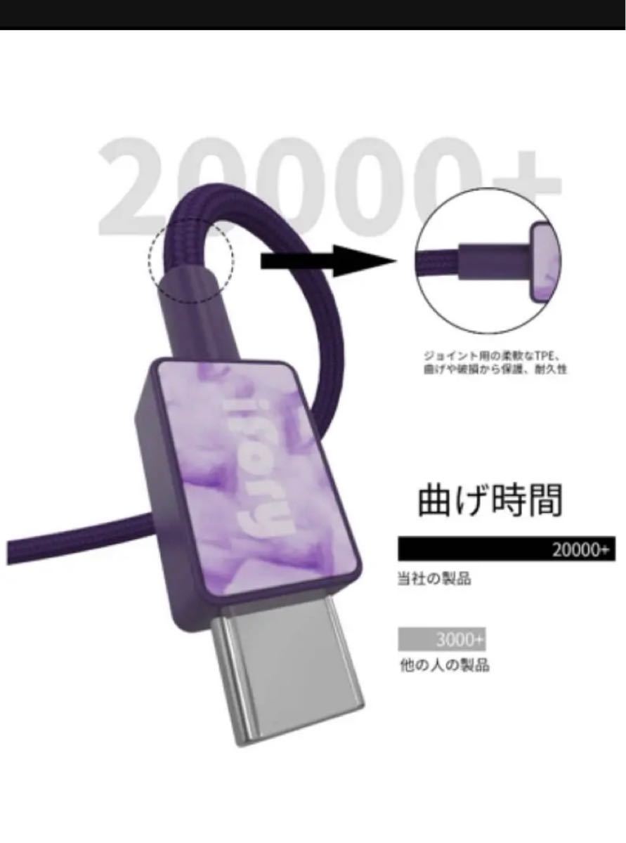 USB C toUSB CナイロンケーブルType-CからTypeC90cm2本