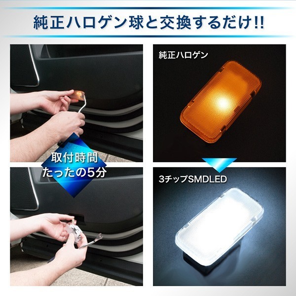 E52 エルグランドハイウェイスター LEDドアカーテシランプ T10 ドア足元灯 4個セット_画像3