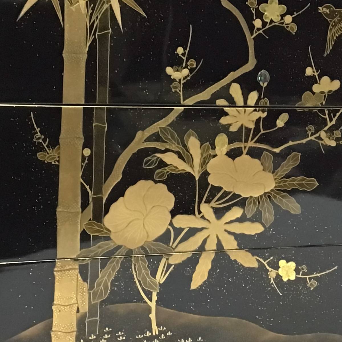 旧家よりの初出し☆極上 加賀蒔絵 五段重箱 蓋2枚 金沢蒔絵 花鳥図
