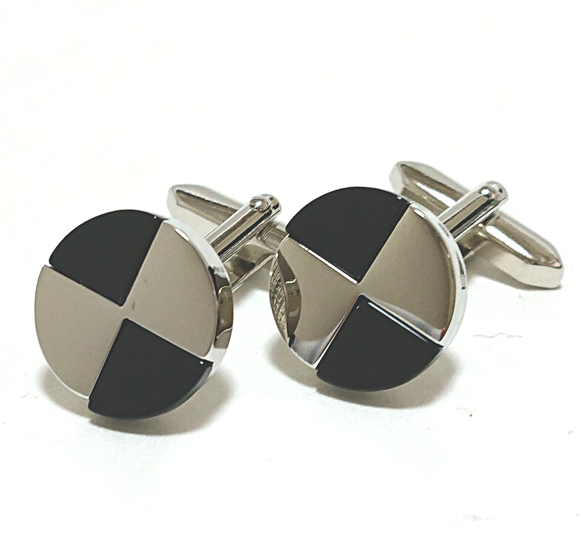 [mac52] new goods MON ARTmon art cuffs cuff links silver × black black Stone 