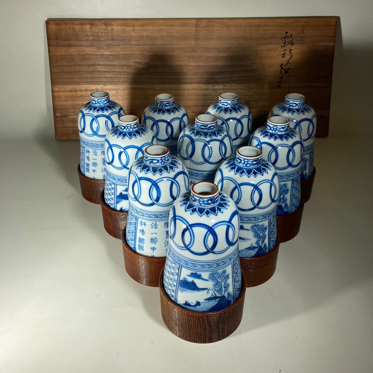 須田菁華造 豪華絢爛! 九谷染付 瓢箪徳利 なんと!10客! www.anac