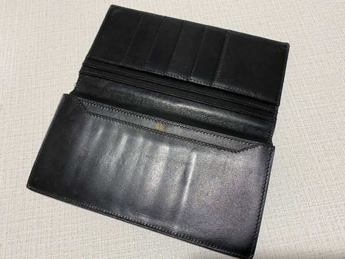 HERMESエルメスMC2フレミング本革長財布黒色カードケース札入れボックスカーフ本物メンズロングウォレット二つ折り財布ビジネススーツにも 